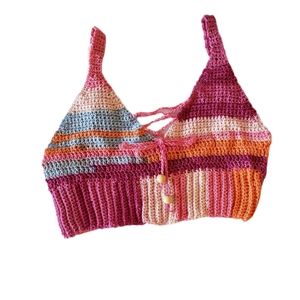 Hand crafted crochet multicolor crop top